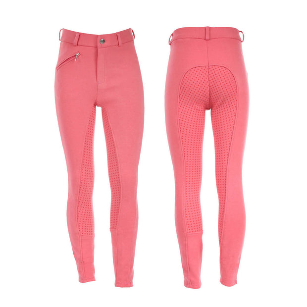Junior Active Silicone Grip Full Seat Breeches - Pink BREECHES