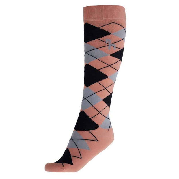 Horze Alana Argyle Summer Socks (Pink & Grey)