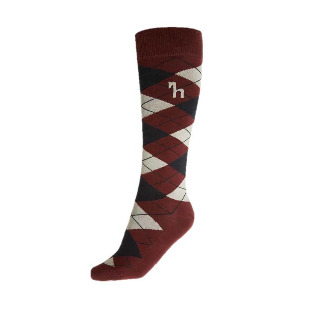 Horze Alana Argyle Summer Socks (Burgundy & Navy)