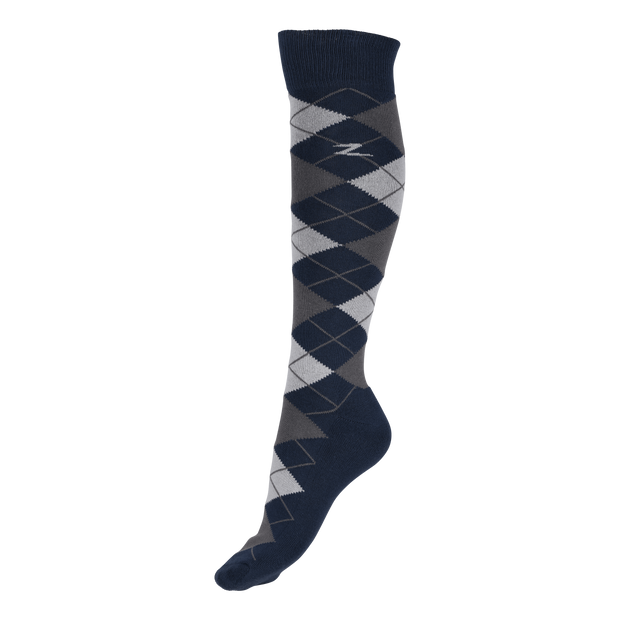 Horze Alana Argyle Checked Socks (Navy & Grey)