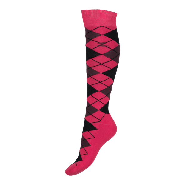 Horze Alana Argyle Checked Socks (Bright Pink)