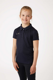 Horze Denise Kids Functional Short Sleeve Polo (Navy)