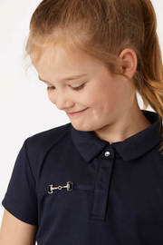 Horze Denise Kids Functional Short Sleeve Polo (Navy)