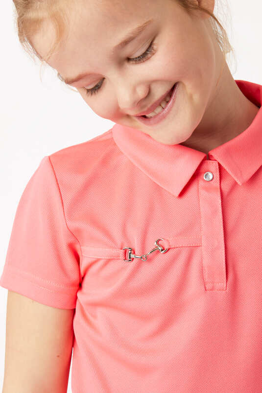 Horze Denise Kids Functional Short Sleeve Polo (Pink)