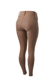Horze Lucinda Women's High-Waist Tights with Silicone Full Seat (Light Brown)