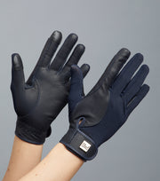 PEI Bordoni Leather Mesh Riding Gloves - Navy