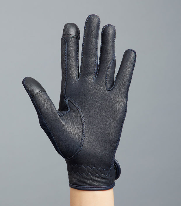 PEI Bordoni Leather Mesh Riding Gloves - Navy