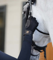 PEI Bordoni Leather Mesh Riding Gloves - Navy