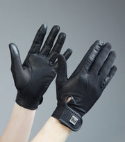 PEI Bordoni Leather Mesh Riding Gloves - Black