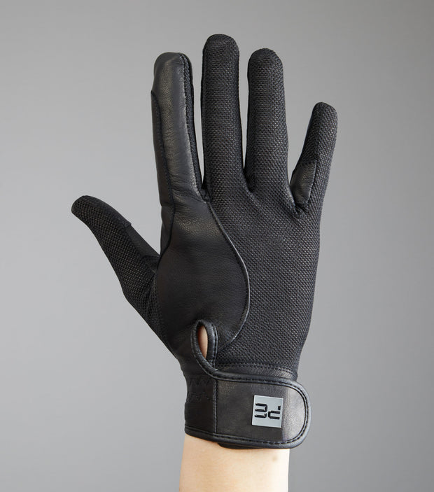 PEI Bordoni Leather Mesh Riding Gloves - Black