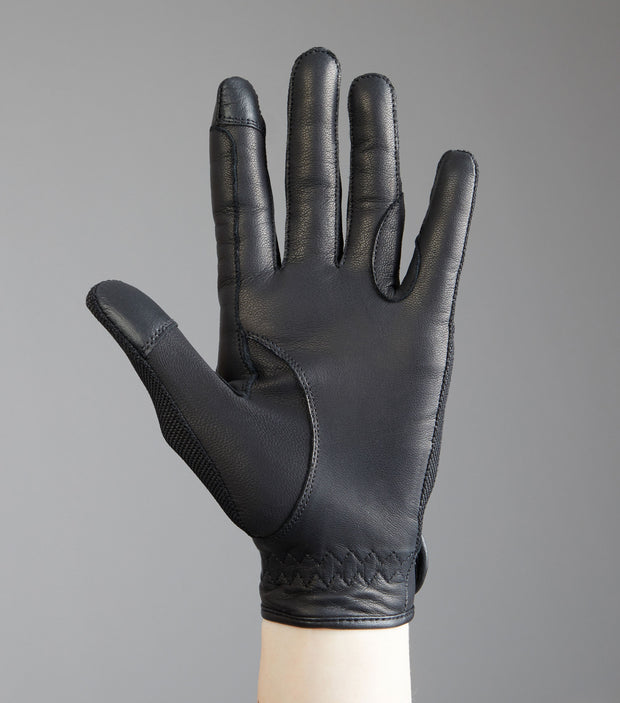 PEI Bordoni Leather Mesh Riding Gloves - Black