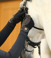 PEI Bordoni Leather Mesh Riding Gloves - Black