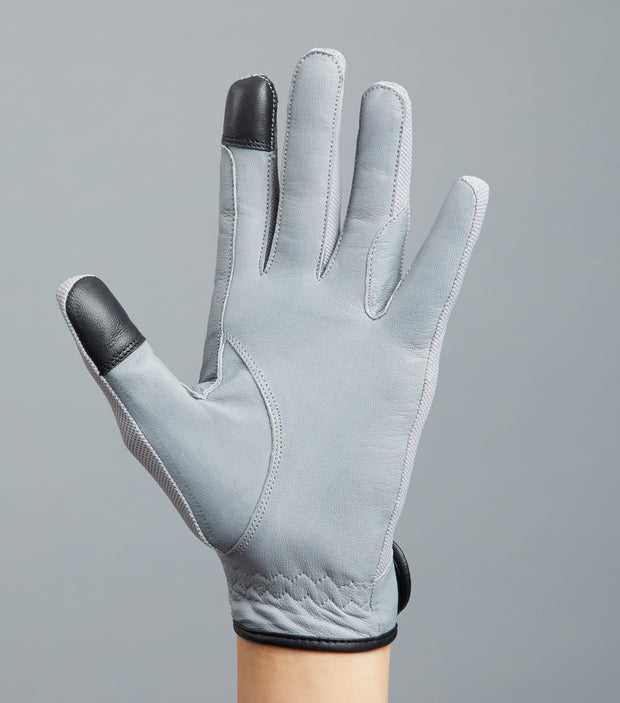 PEI Bordoni Leather Mesh Riding Gloves - Grey