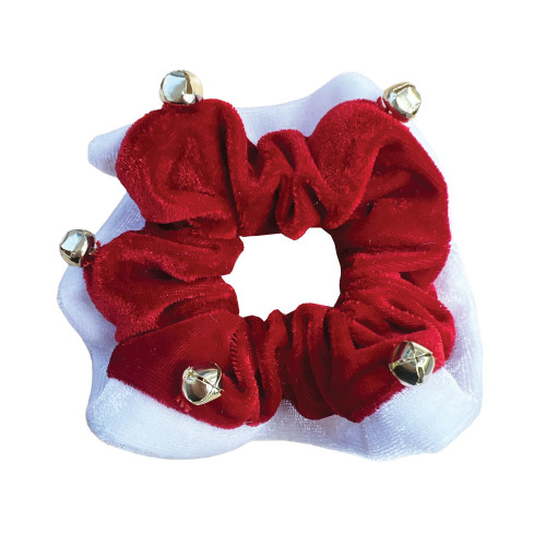 Festive Red Santa Scrunchie Hair Tie (Red)