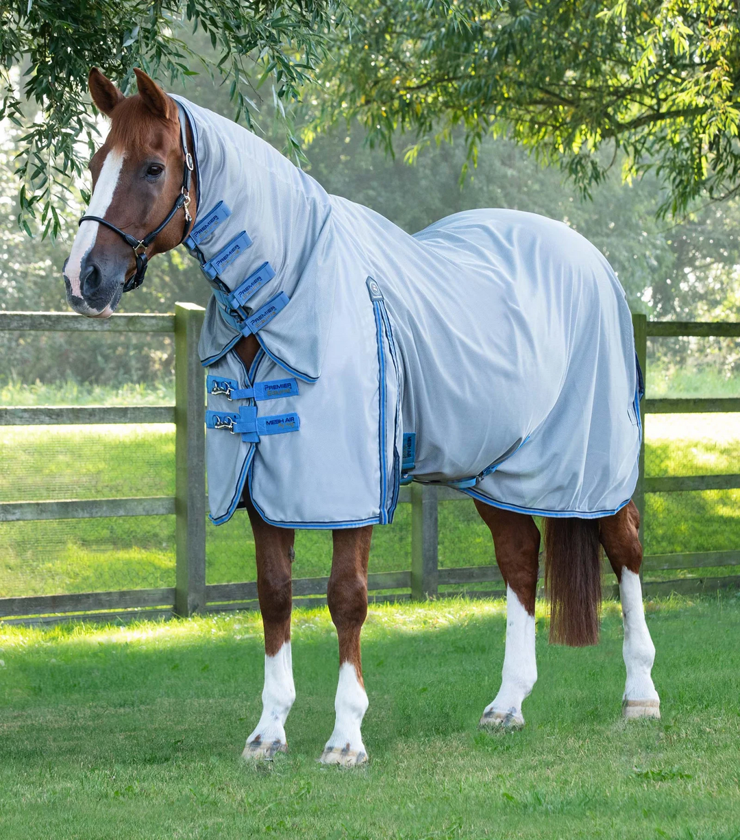 Tapis Anti-mouches Premier Equine Bug Buster – Bleu 7'3 – Avec Cou Amovible