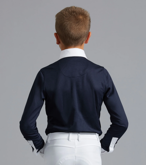 PEI Mini Giulio Boy's Long Sleeve Show Shirt (Navy)