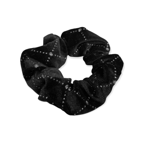 Solitaire Velvet Scrunchie Hair Tie (Black)