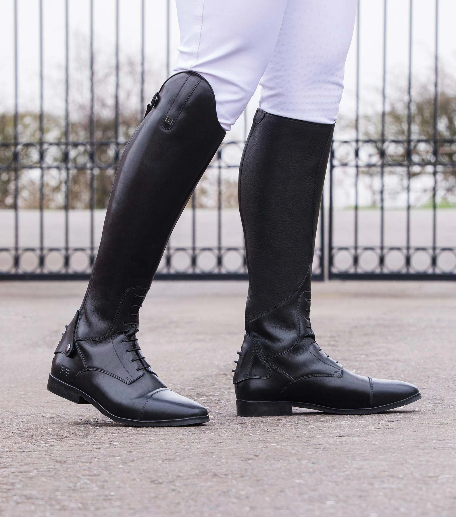 Black leather 2025 tall riding boots