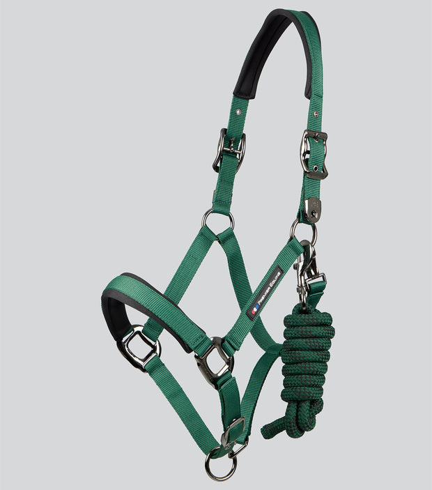 Corda Padded Head Collar with Lead - Green