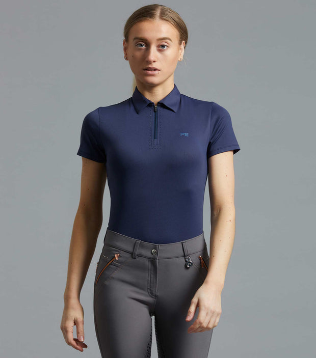 PEI Scintillo Ladies Short Sleeve Riding Top - Navy