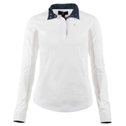 Blaire Long-Sleeved Competition Shirt - White & Navy LADIES WEAR