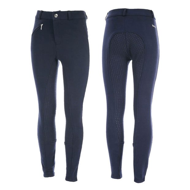 Junior Active Silicone Grip Full Seat Breeches - Navy BREECHES
