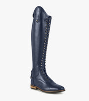 PEI Maurizia Ladies Lace-up Tall Riding Boots - Navy Footwear
