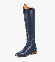 PEI Maurizia Ladies Lace-up Tall Riding Boots - Navy Footwear