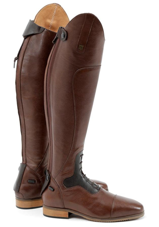PEI Dellucci Ladies Tall Leather Field Riding Boot - Brown Footwear