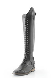 PEI Maurizia Ladies Lace-up Tall Riding Boots - Black Footwear